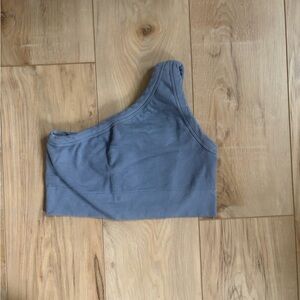 Gymshark One-Shoulder Blue Ribbed Crop Top